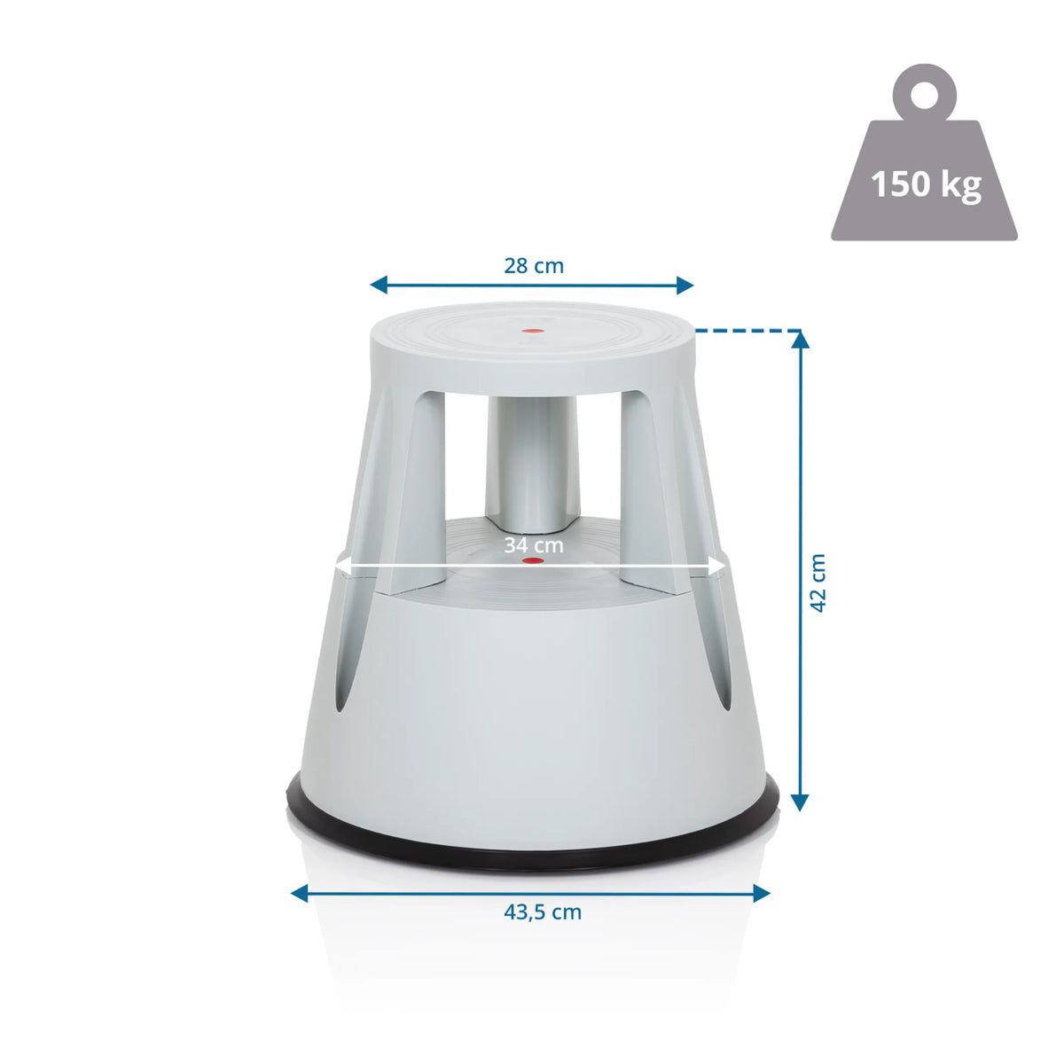 Dessin technique du Tabouret marchepied TIO-M I avec une hauteur de 42 cm et une charge maximale de 150 kg de hjh OFFICE