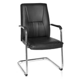 Chaises cantilever TILA noires avec accoudoirs et structure chromée de hjh OFFICE – vue à 360° (vue de face 20°)