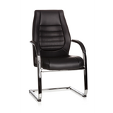 Chaises cantilever VITORO V noires avec accoudoirs et dossier capitonné de hjh OFFICE – vue à 360° (vue de face 20°)