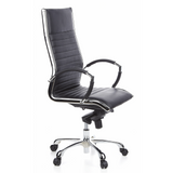 Siège de direction de qualité professionnelle PARMA 20 noir en cuir piqué avec base à cinq roulettes de hjh OFFICE – vue à 360° (vue de trois quarts avant 60°)