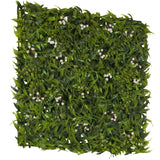 Tapis végétal vert MORE GREEN I avec des feuilles de fougère et de petites fleurs blanches de hjh OFFICE – vue à 360° (vue de trois quarts arrière 120°)