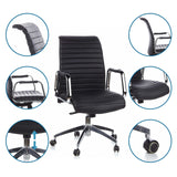 Siège de direction de qualité professionnelle ASPERA 10 en noir avec piètement chromé et roulettes de hjh OFFICE
