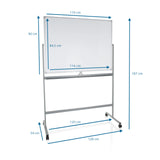 Dessin technique du Tableau blanc MULTIBOARD I d'une hauteur totale de 187 cm de hjh OFFICE