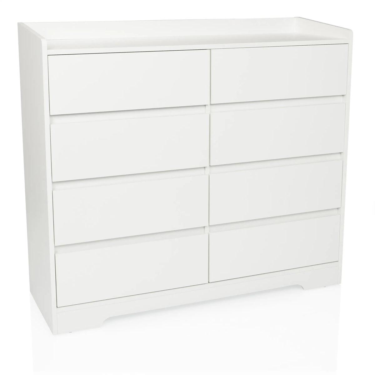Commode blanche OSOYRO avec huit tiroirs et surface de rangement de hjh LIVING – vue à 360° (vue de face 15°)