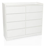 Commode blanche OSOYRO avec huit tiroirs et surface de rangement de hjh LIVING – vue à 360° (vue de face 15°)