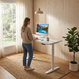 Bureau réglable en hauteur électriquement STAND PRO en blanc avec plateau en marbre de hjh OFFICE