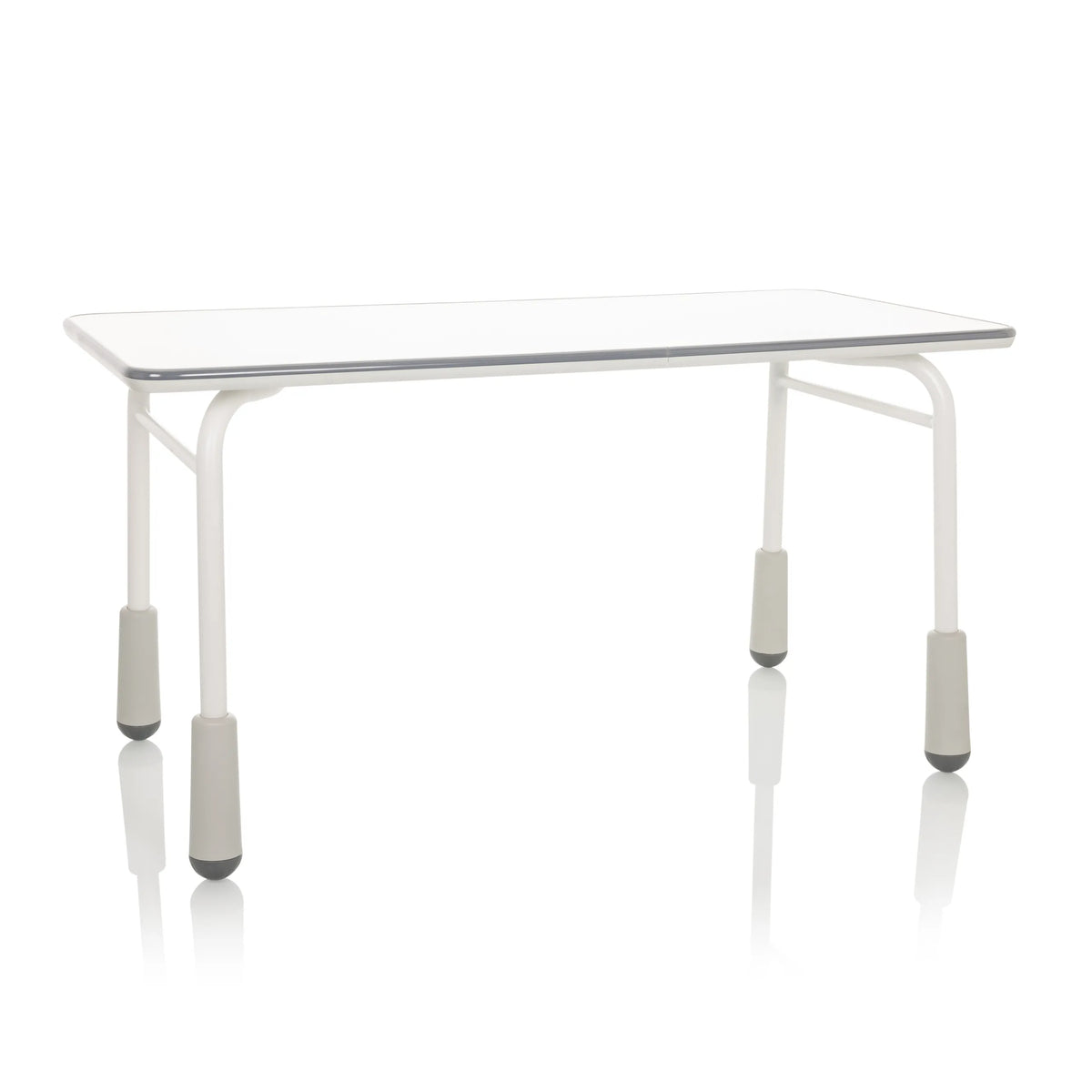 Bureau enfant KID GRO T gris clair avec structure blanche et pieds gris de hjh OFFICE – vue à 360° (vue de face 15°)