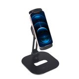 Support de téléphone portable & tablette FLEXMOBI IV noir avec pied et pince de hjh OFFICE – vue à 360° (vue de trois quarts avant 60°)