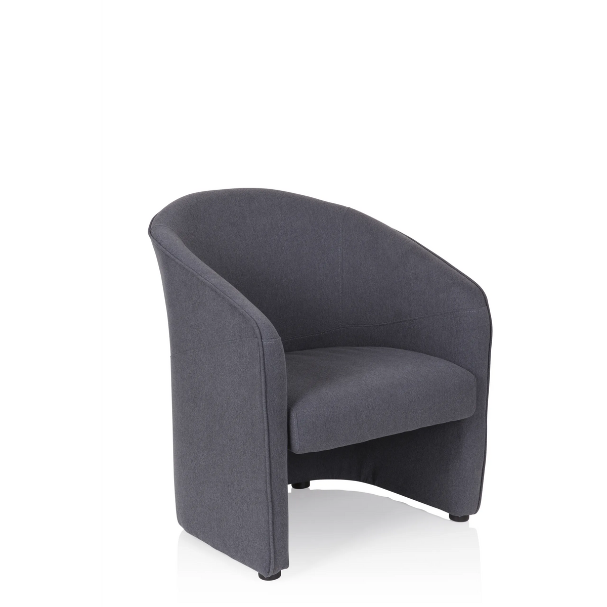Fauteuil rembourré SAN JUAN gris foncé avec dossier et accoudoirs arrondis de hjh OFFICE – vue à 360° (vue de trois quarts avant 40°)