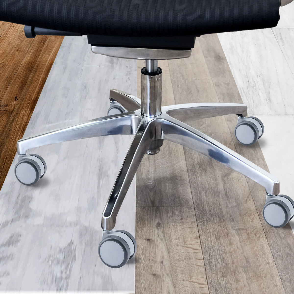 Piètement à cinq branches avec roulettes blanc-gris 5x ROLO MOVE 60 11mm/60mm pour sols durs de hjh OFFICE