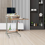 Bureau assis-debout WORKSTATION en hêtre et gris avec trois niveaux et roulettes de hjh OFFICE