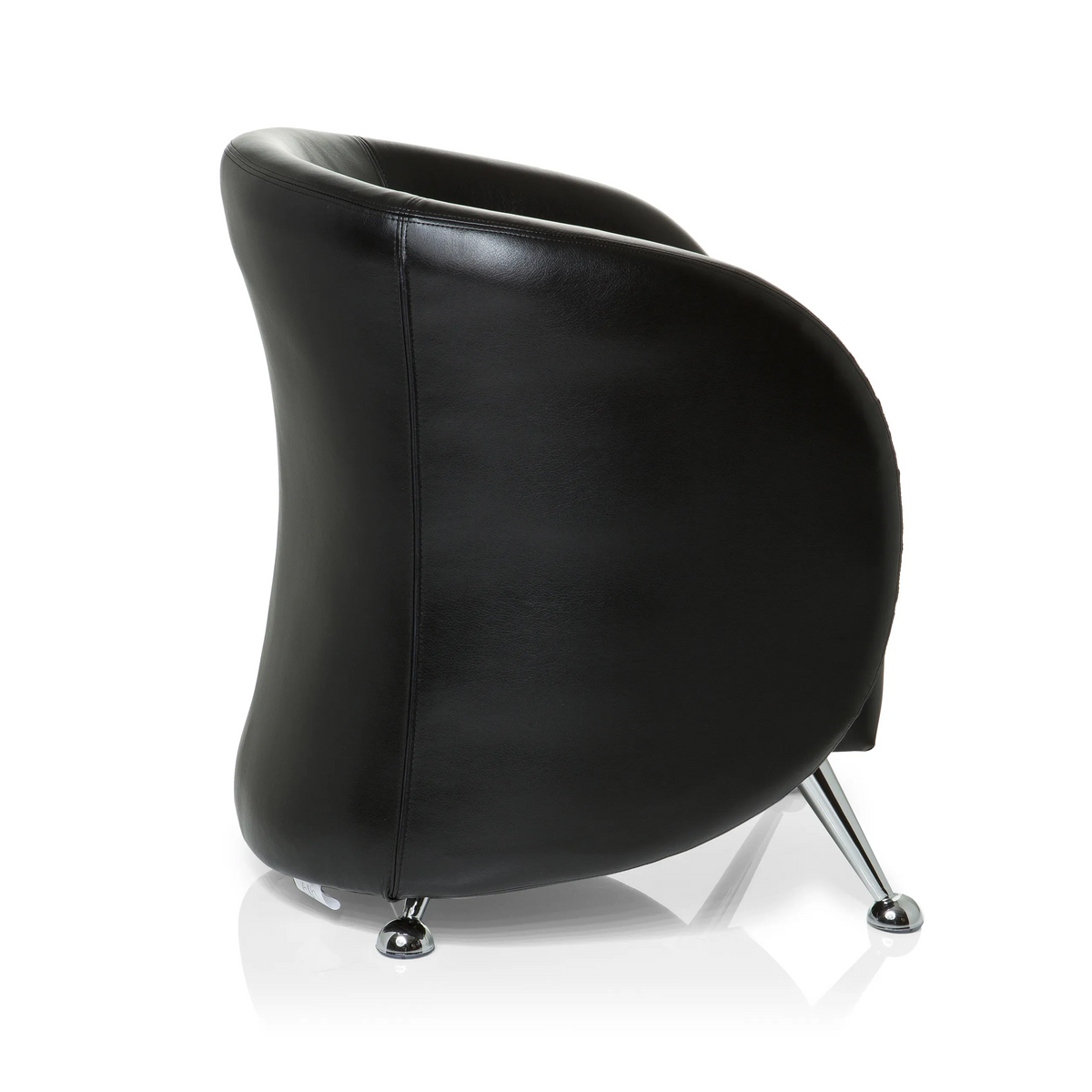 Fauteuil rembourré noir ST. LUCIA avec pieds en métal brillants de hjh OFFICE – vue à 360° (vue de profil 100°)
