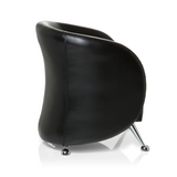 Fauteuil rembourré noir ST. LUCIA avec pieds en métal brillants de hjh OFFICE – vue à 360° (vue de profil 100°)