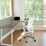 Bureau d'angle WORKSPACE BASIC I en noyer et blanc avec structure blanche de hjh OFFICE