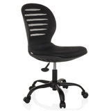 Siège de bureau à domicile CASLA noir avec dossier en maille et base à cinq roulettes de hjh OFFICE – vue à 360° (vue de trois quarts avant 45°)