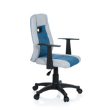 Chaise pivotante pour des enfants KIDDY EXTRA gris-bleu avec accoudoirs et base à cinq roulettes de hjh OFFICE – vue à 360° (vue de trois quarts avant 60°)