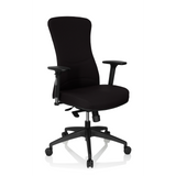 Schwarzer Profi-Bürostuhl OFFICE XT PRO mit Armlehnen und Fußkreuz mit fünf Rollen von hjh OFFICE – 360-Grad-Ansicht (schräge Frontansicht 40°)
