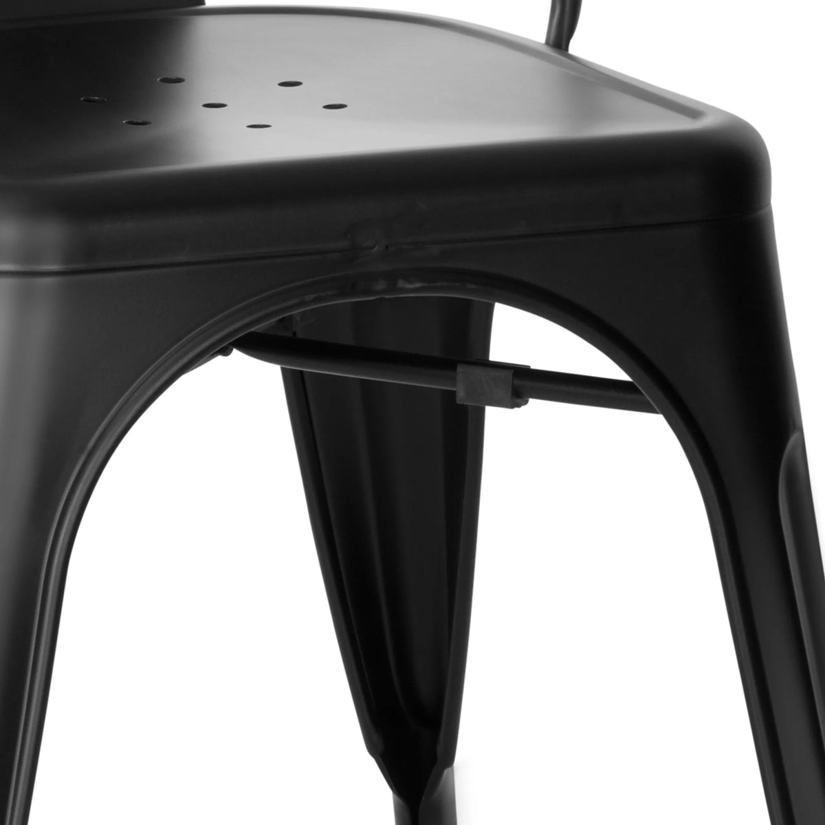 Assise et piétement de la Chaise de bistrot VANTAGGIO BRUSH en noir de hjh OFFICE