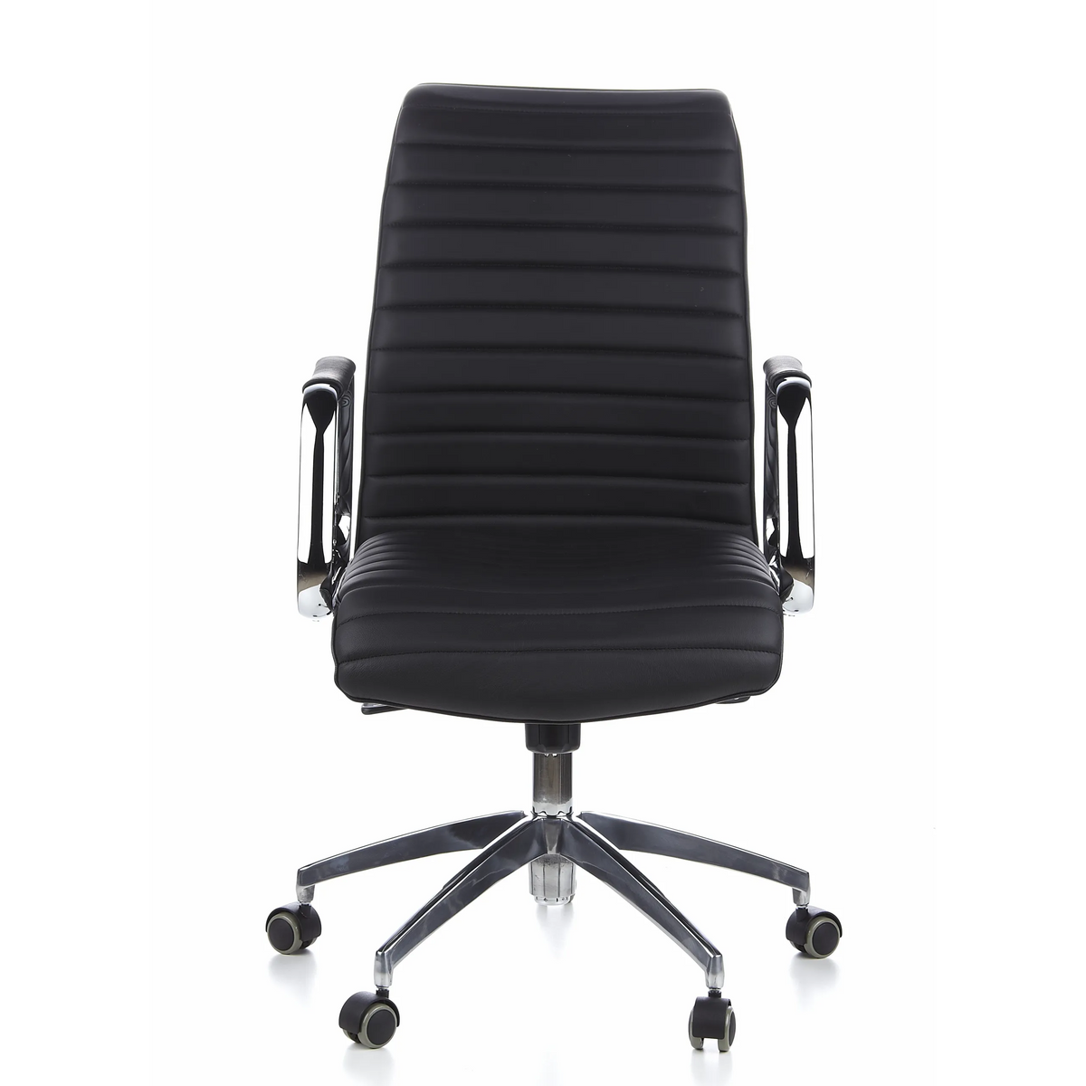 Siège de direction ASPERA 10 noir avec surpiqûres, accoudoirs et base à cinq roulettes de hjh OFFICE – vue à 360° (vue de face 0°)