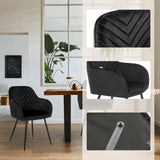 Schwarzer Esszimmerstuhl CHARVELLE mit Steppnaht-Details und schlanken Beinen von hjh LIVING