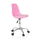Chaise pivotante pour des enfants FANCY II rose avec coque incurvée et base à cinq roulettes de hjh OFFICE – vue à 360° (vue de trois quarts avant 60°)