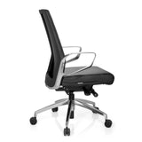 Siège de bureau de qualité professionnelle PROVIDER noir avec rembourrage capitonné et base à cinq roulettes de hjh OFFICE – vue à 360° (vue de profil 100°)