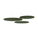 Trois îlots acoustiques circulaires ADSRB1 de couleur verte avec suspension de hjh OFFICE PRO