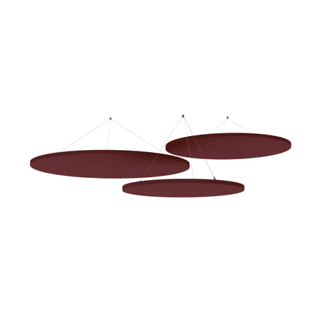 Trois îlots acoustiques de plafond ronds et rouges ADSRB1 en tant qu'Accessoires avec suspension au plafond de hjh OFFICE PRO