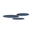 Trois îlots acoustiques ronds au plafond ADSRB1 de couleur bleue avec suspension au plafond de hjh OFFICE PRO
