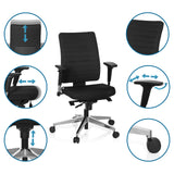Fonctions réglables du Siège de bureau de qualité professionnelle PRO-TEC 350 en noir de hjh OFFICE