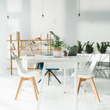 Plante artificielle verte ZAMIE dans un pot clair sur un bureau blanc de hjh OFFICE