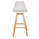 Tabouret de bar blanc SCANDI HIGH avec structure en bois et repose-pieds de hjh LIVING – vue à 360° (vue de face 0°)