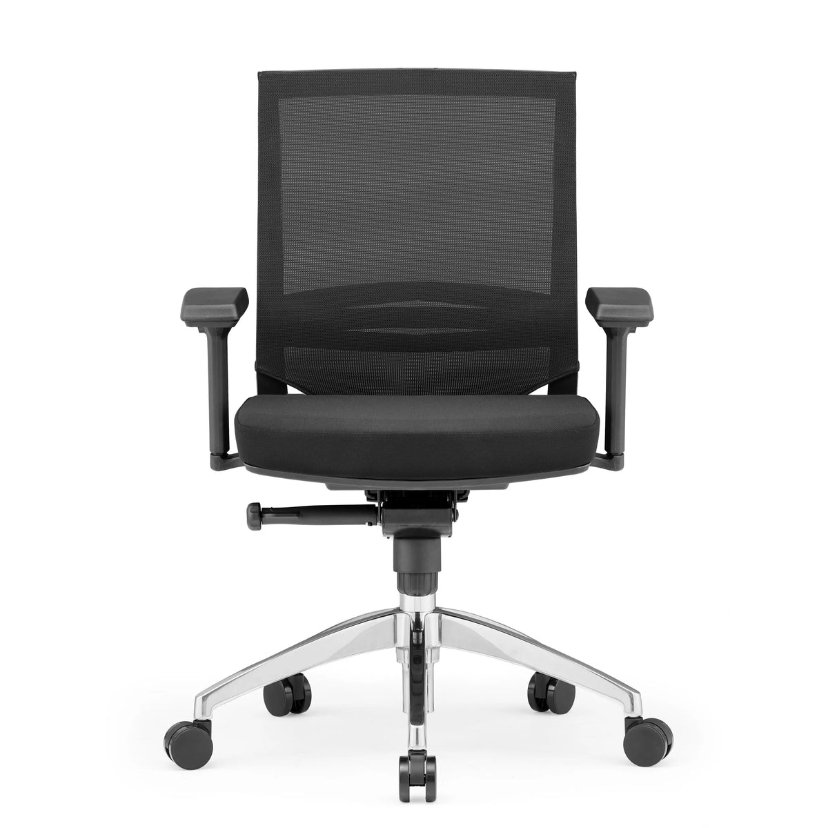 Siège de bureau de qualité professionnelle PORTO PRO noir avec dossier en maille et base à cinq roulettes de hjh OFFICE – vue à 360° (vue de face 0°)