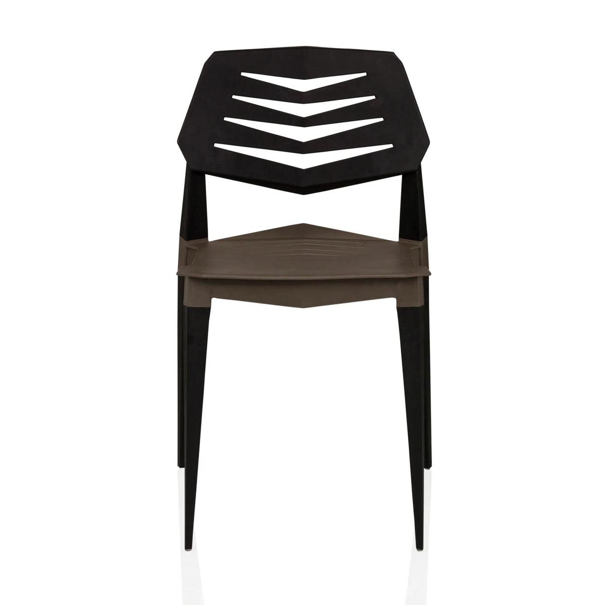 Chaise d'extérieur Flecharo marron-noir avec dossier ajouré de hjh LIVING – vue à 360° (vue de face 0°)