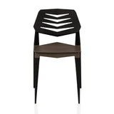 Chaise d'extérieur Flecharo marron-noir avec dossier ajouré de hjh LIVING – vue à 360° (vue de face 0°)