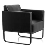 Fauteuil rembourré noir BALI BLACK avec accoudoirs et structure de hjh OFFICE – vue à 360° (vue de trois quarts avant 60°)