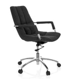 Siège de bureau à domicile SARANTO noir avec revêtement en tissu et base à cinq roulettes de hjh OFFICE – vue à 360° (vue de trois quarts avant 60°)