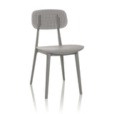 Chaise d'extérieur grise ARTIFO HOL avec dossier et assise perforés de hjh OFFICE – vue à 360° (vue de face 15°)