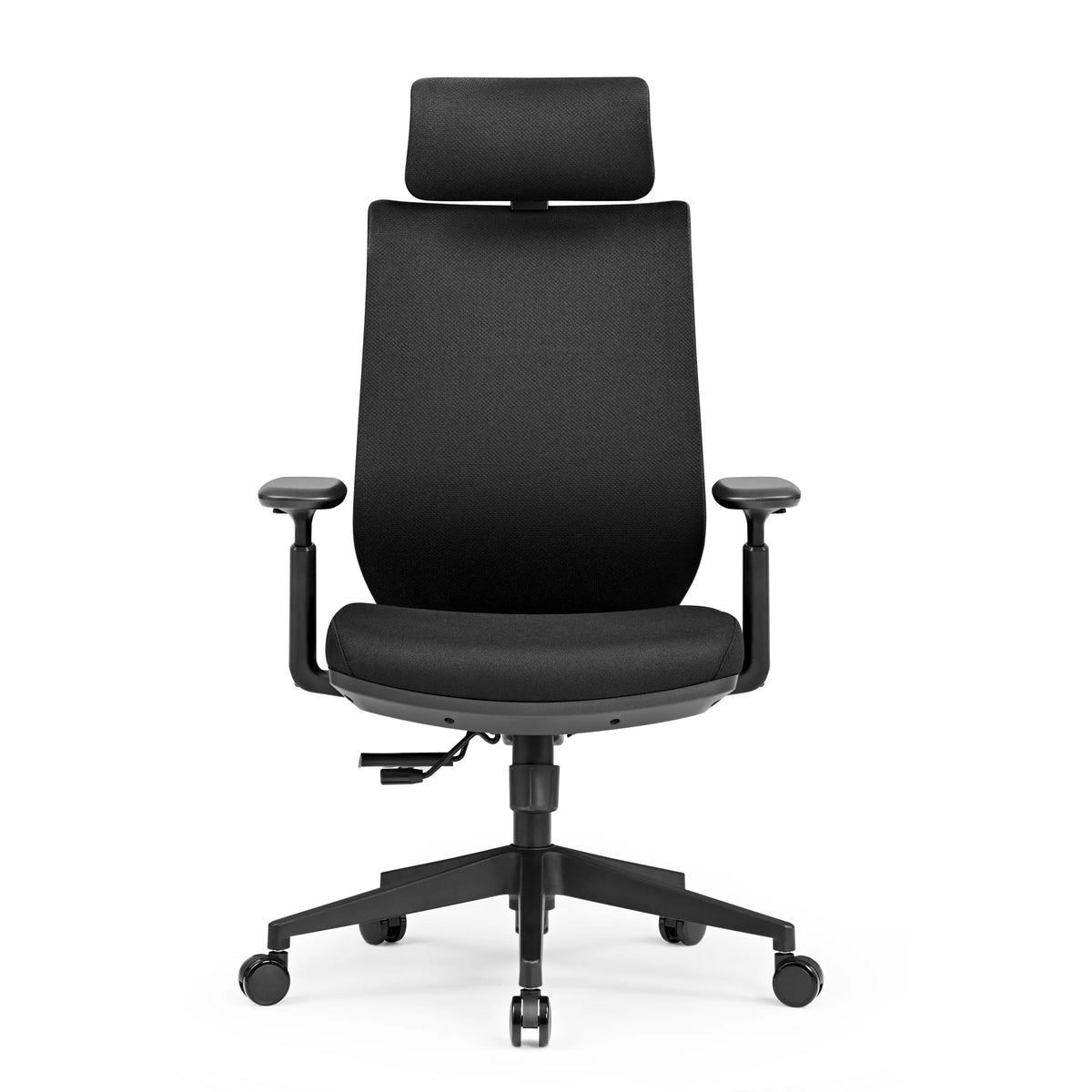 Siège de bureau de qualité professionnelle Profondo F noir avec appui-tête, accoudoirs et base à roulettes de hjh OFFICE – vue à 360° (vue de face 0°)