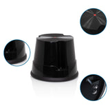 Tabouret marchepied TIO-S noir avec surface antidérapante et vues détaillées de la base et de la structure de hjh OFFICE