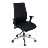 Siège de bureau de qualité professionnelle PRO-TEC 250 noir avec accoudoirs et pied à cinq roulettes de hjh OFFICE – vue à 360° (vue de trois quarts avant 40°)