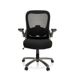 Siège pivotant XXL INSTRUCTOR T I noir avec dossier en maille, accoudoirs et base à cinq roulettes de hjh OFFICE – vue à 360° (vue de face 0°)
