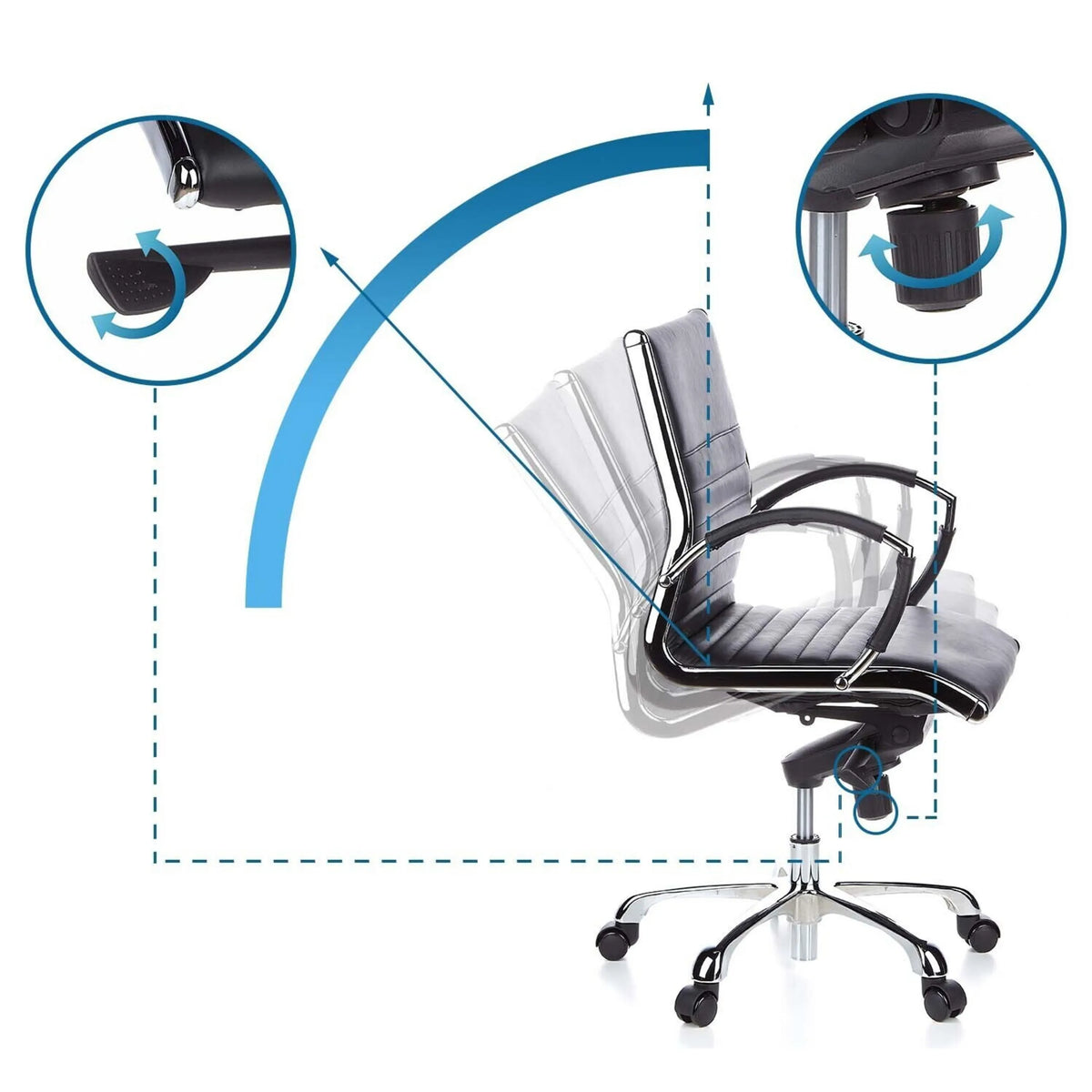 Verstellmechanismen und Neigefunktion des Profi-Chefsessel PARMA 10 von hjh OFFICE