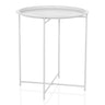 Table d'appoint ALLRUND blanche en métal avec plateau rond et motif perforé de hjh LIVING