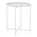 Table d'appoint ALLRUND blanche en métal avec plateau rond et motif perforé de hjh LIVING
