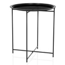 Table d'appoint ALLRUND en métal noire avec plateau rond et motif perforé de hjh LIVING