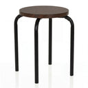 Tabouret ALRANDA avec une assise ronde effet noyer et quatre pieds noirs de hjh LIVING