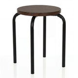 Tabouret ALRANDA avec une assise ronde effet noyer et quatre pieds noirs de hjh LIVING