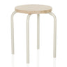 Tabouret ALRANDA avec une assise ronde en chêne et quatre pieds blancs de hjh LIVING