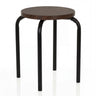 Tabouret ALRANDA avec une assise ronde effet noyer et quatre pieds noirs de hjh LIVING